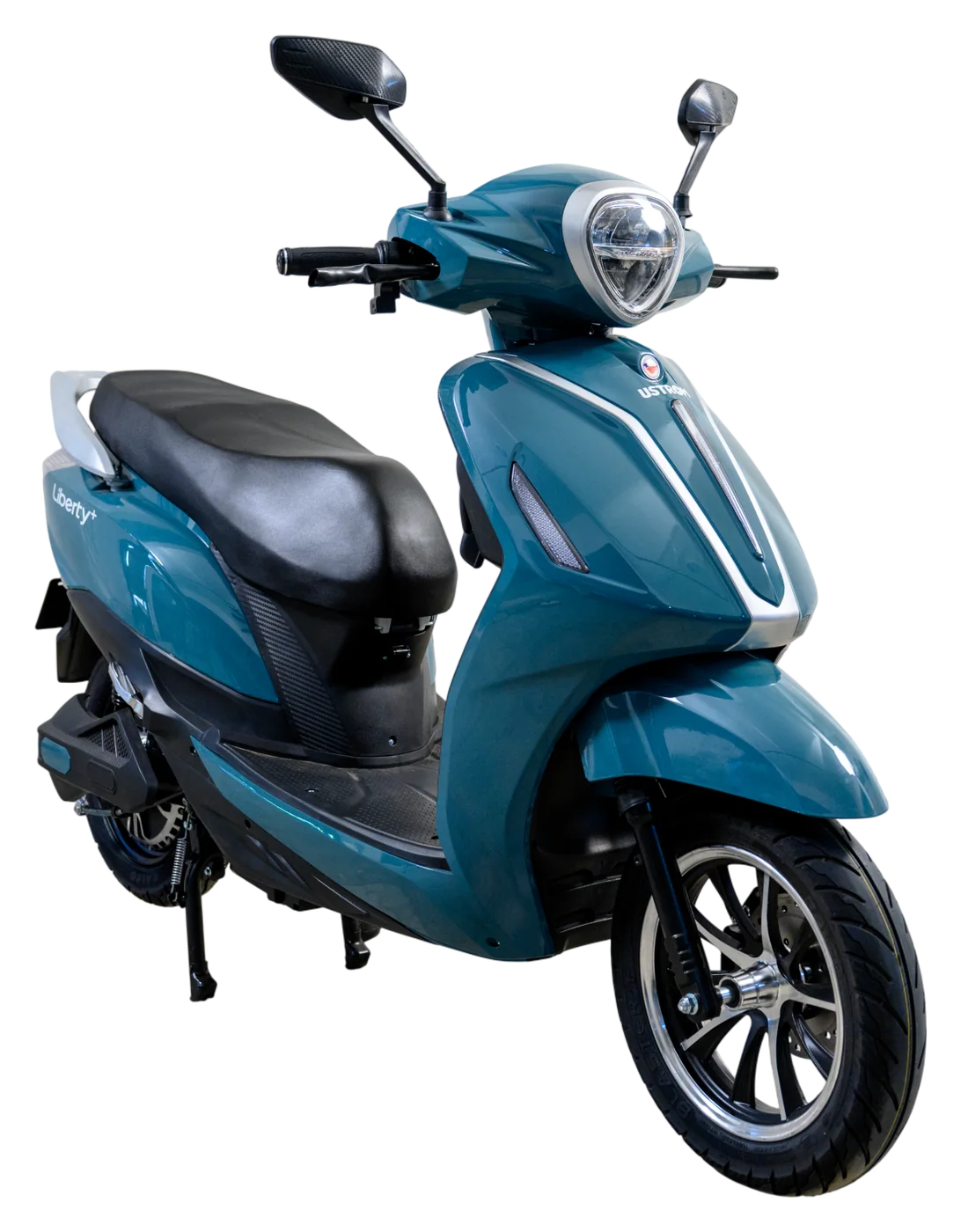 USTROM Liberty+ electric scooter in Ocean Teal showing modern classic design